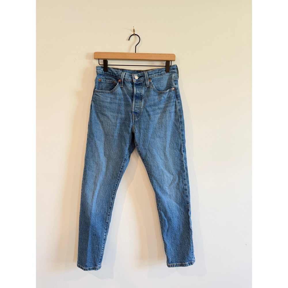 Levis Premium 501 Big E Straight Jeans Blue High Rise Button Fly 28X28